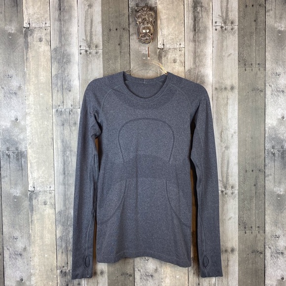 Lululemon Swiftly Tech Long Sleeve Crew in Heathered Black Size 6. - Picture 2 of 15